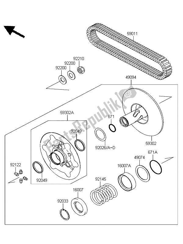 Tutte le parti per il Convertitore Guidato E Cinghia Di Trasmissione del Kawasaki KFX 700 KSV 700B6F 2006