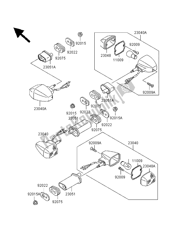 Tutte le parti per il Indicatori Di Direzione del Kawasaki ER 500 1999