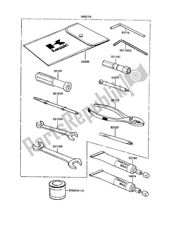 All parts for the Owners Tools of the Kawasaki 1000 GTR 1986