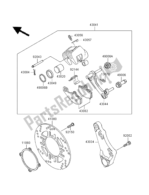 All parts for the Rear Brake of the Kawasaki ZZR 600 1995