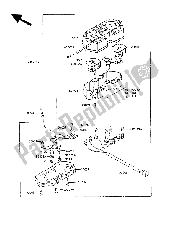 Todas las partes para Medidor (es) de Kawasaki GPZ 305 Belt Drive 1987