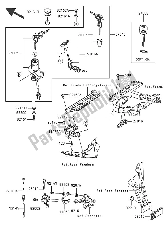 Todas as partes de Chave De Ignição do Kawasaki Ninja ZX 6 RR 600 2005