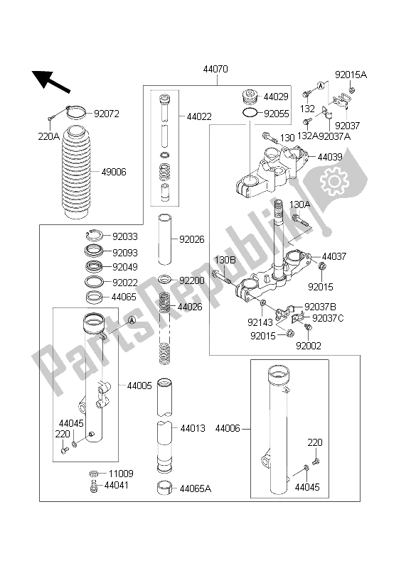 Toutes les pièces pour le Fourche Avant du Kawasaki KLR 650C 2003