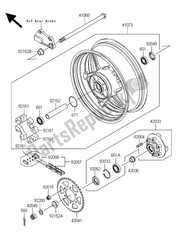 Tutte le parti per il Mozzo Posteriore del Kawasaki Z 750 2006