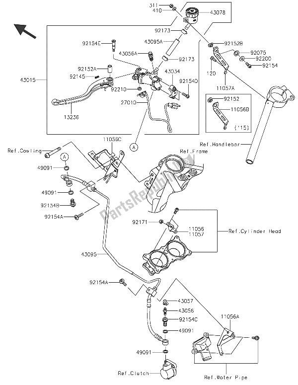 Tutte le parti per il Pompa Frizione del Kawasaki Ninja H2R 1000 2016