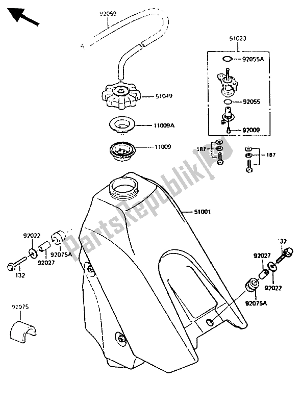 Todas las partes para Depósito De Combustible de Kawasaki KX 500 1986