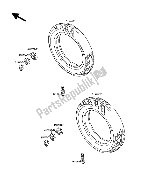 Todas las partes para Llantas de Kawasaki GPX 750R 1987