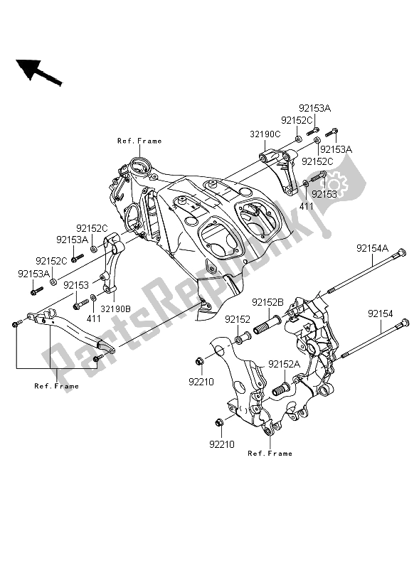 Tutte le parti per il Supporto Del Motore del Kawasaki ZZR 1400 ABS 2011