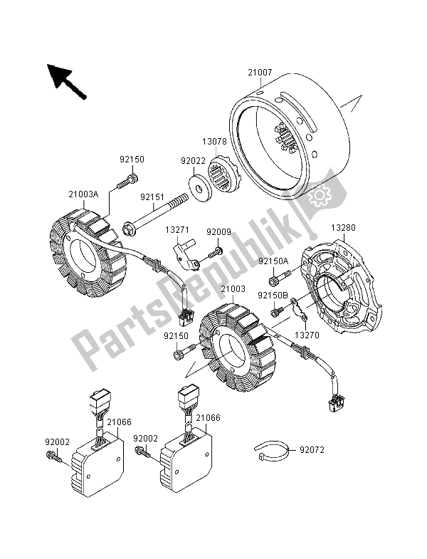 All parts for the Generator of the Kawasaki VN 1500 Classic Tourer FI 2000