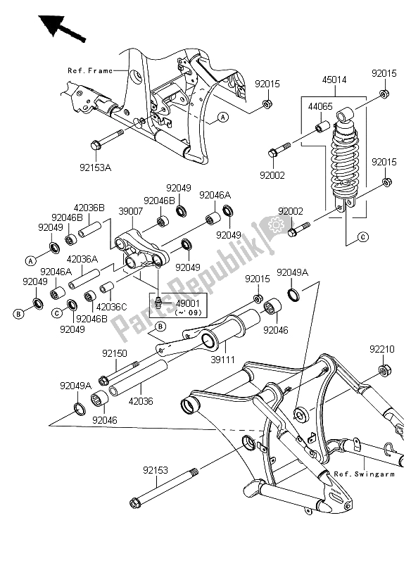 All parts for the Suspension & Shock Absorber of the Kawasaki VN 900 Custom 2008