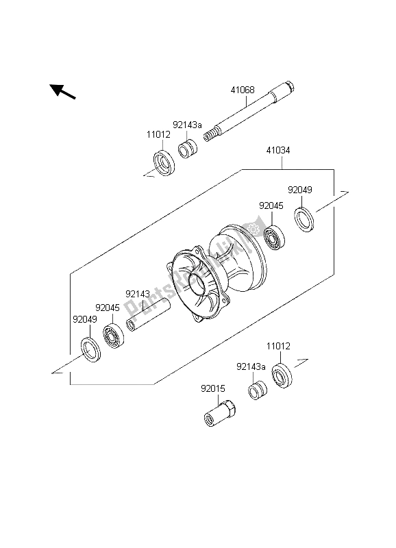 All parts for the Front Hub of the Kawasaki KX 125 1998