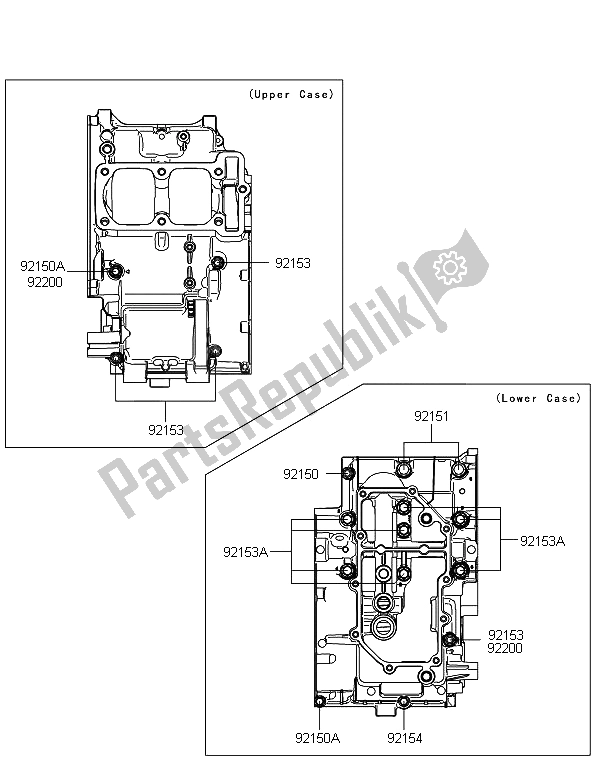 All parts for the Crankcase Bolt Pattern of the Kawasaki Ninja 300 ABS 2013