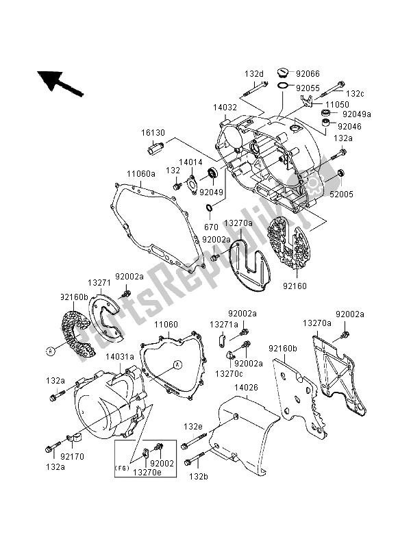 Tutte le parti per il Coperchio Del Motore del Kawasaki Eliminator 125 1999