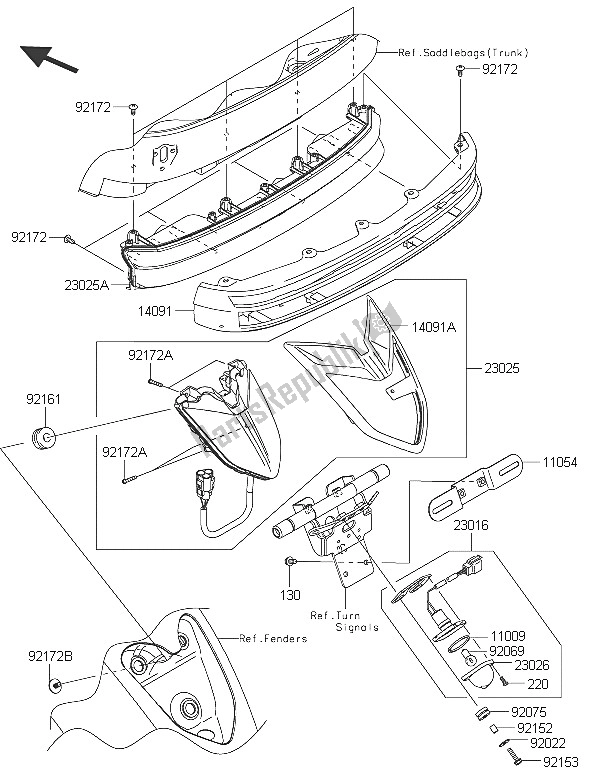 All parts for the Taillight(s) of the Kawasaki Vulcan 1700 Voyager ABS 2016