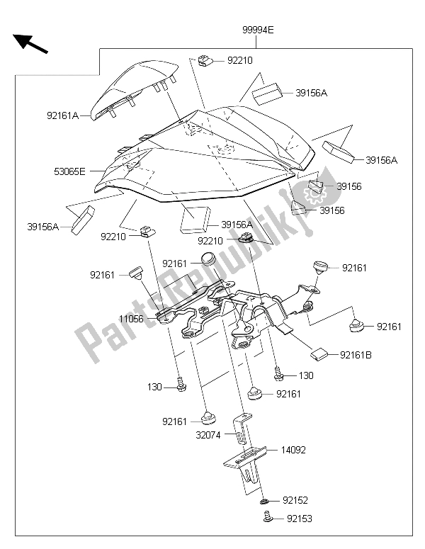 All parts for the Accessory (single Seat Cover) of the Kawasaki Z 800 ABS 2015