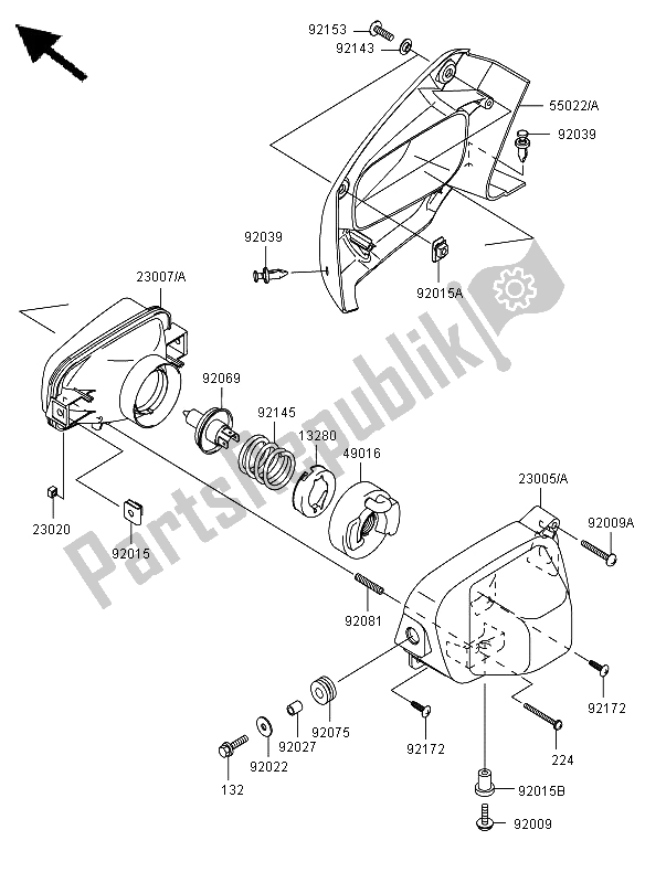 Tutte le parti per il Faro del Kawasaki KVF 650 4X4 2011