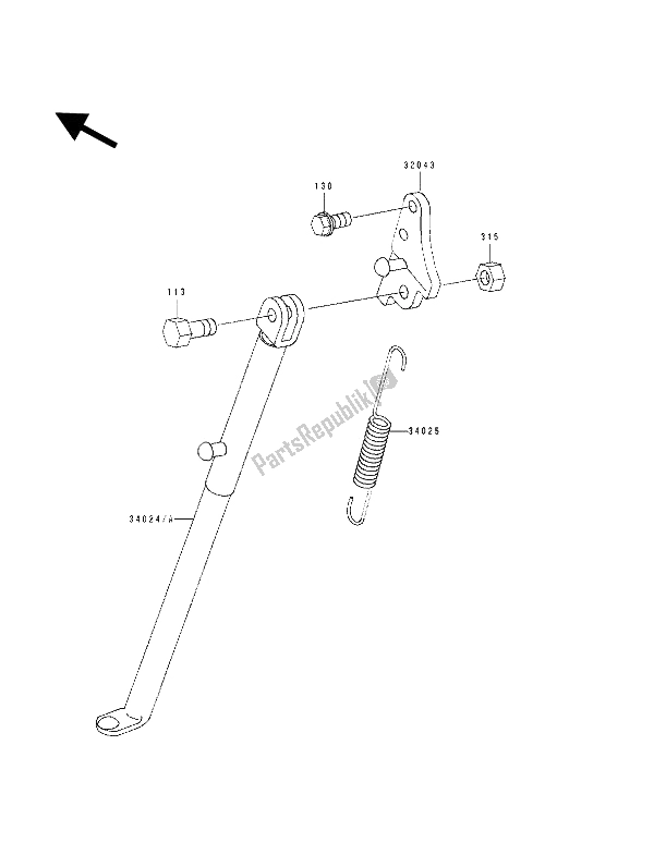 All parts for the Stand of the Kawasaki KX 80 SW LW 1993