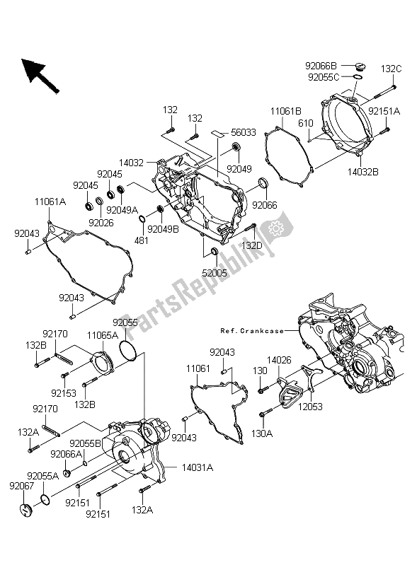 All parts for the Engine Covers of the Kawasaki KFX 450R 2009