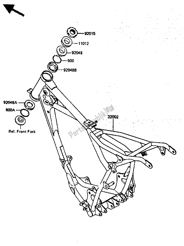 Tutte le parti per il Telaio del Kawasaki KX 80 1985