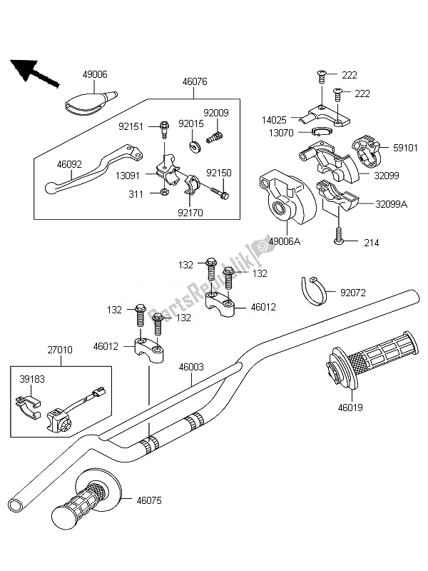 All parts for the Handlebar of the Kawasaki KX 85 SW LW 2010