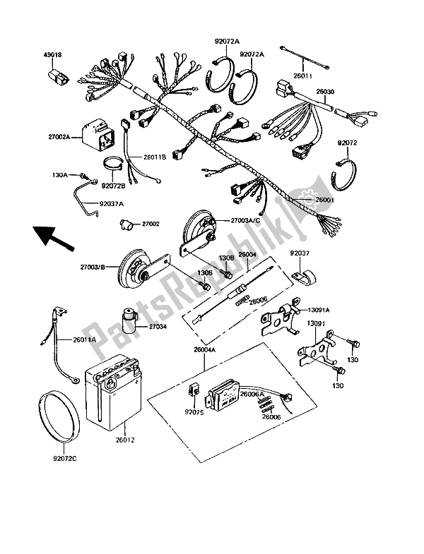 All parts for the Electrical Equipment of the Kawasaki GPZ 305 Belt Drive 1991