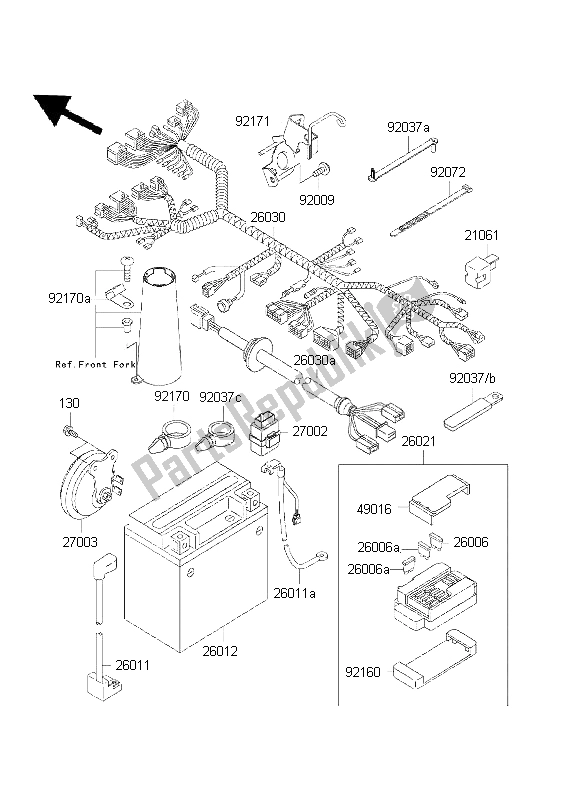 Toutes les pièces pour le Châssis équipement électrique du Kawasaki VN 800 Drifter 2001