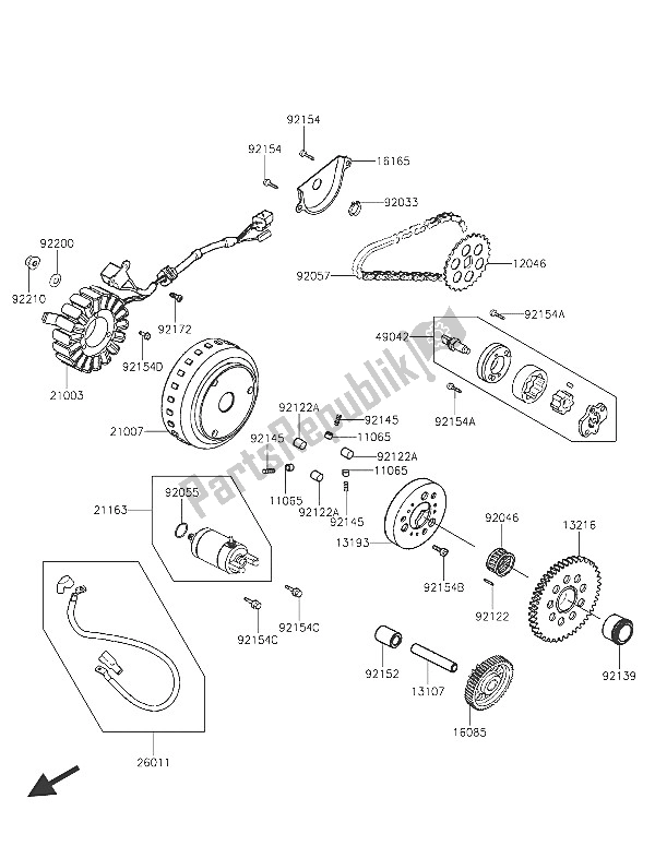 All parts for the Generator of the Kawasaki J 125 ABS 2016