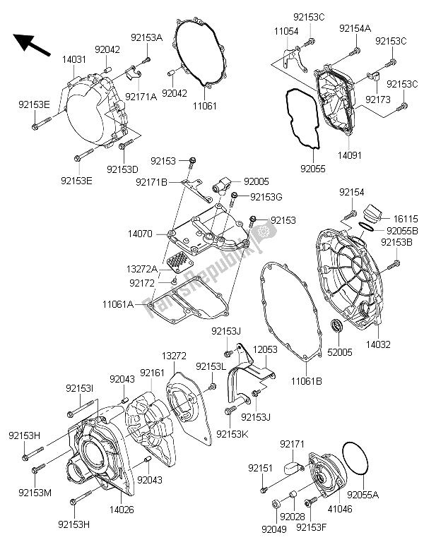 Tutte le parti per il Coperchio (i) Del Motore del Kawasaki ZZR 1400 ABS 2015