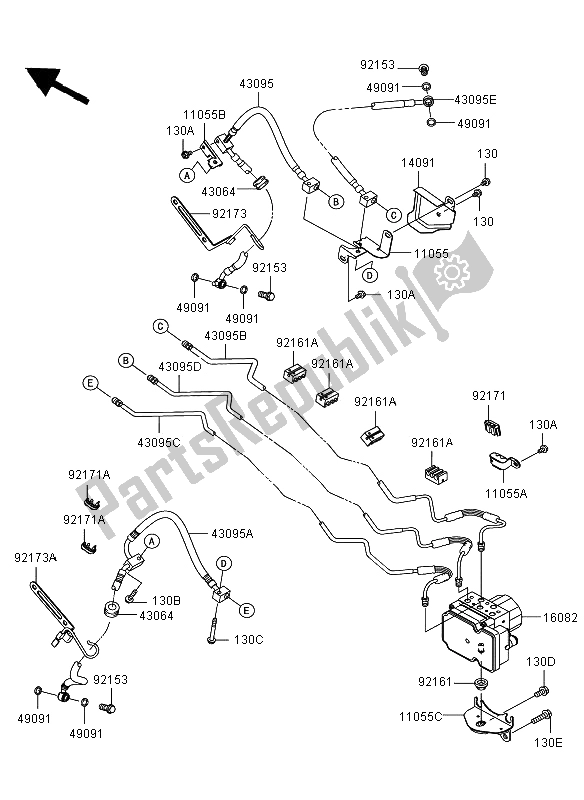 Toutes les pièces pour le Tuyauterie De Frein du Kawasaki VN 1700 Voyager ABS 2012