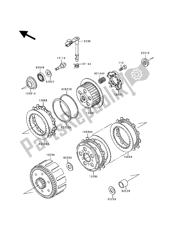 Todas as partes de Embreagem do Kawasaki KDX 200 1994