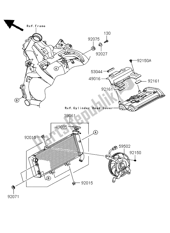 All parts for the Radiator of the Kawasaki Versys ABS 650 2012