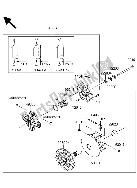 Alle onderdelen voor de Drive Converter van de Kawasaki KVF 360 2003