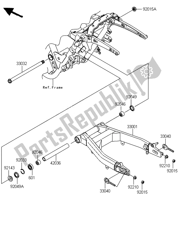 All parts for the Swingarm of the Kawasaki VN 1700 Voyager ABS 2014