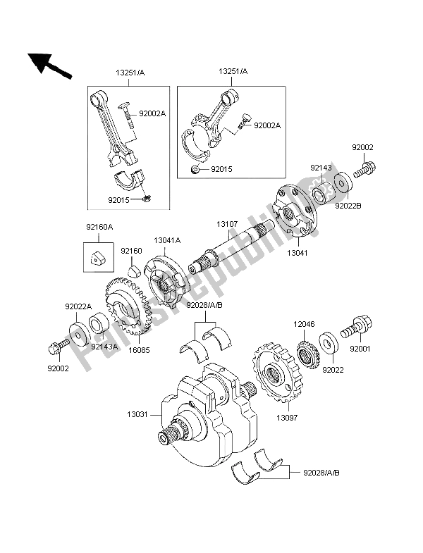 Tutte le parti per il Albero A Gomiti del Kawasaki VN 1500 Classic 1997