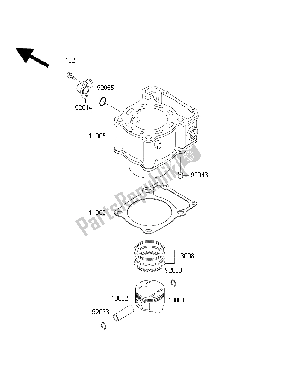 Tutte le parti per il Cilindro E Pistone del Kawasaki KLX 300R 1999