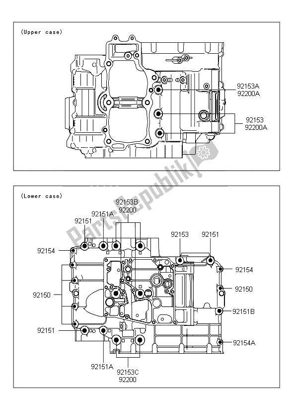 Tutte le parti per il Modello Del Bullone Del Basamento del Kawasaki ER 6N ABS 650 2012