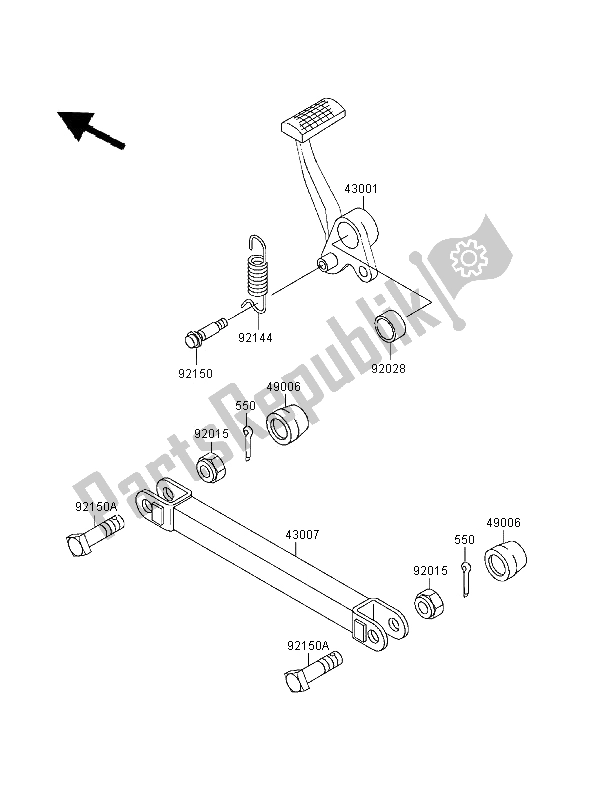 All parts for the Brake Pedal of the Kawasaki Zephyr 1100 1995