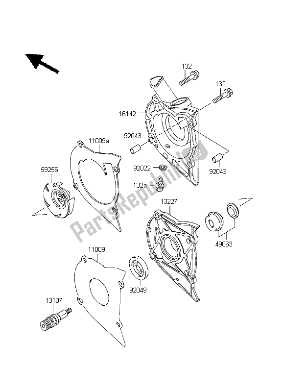 All parts for the Water Pump of the Kawasaki EN 500 1999