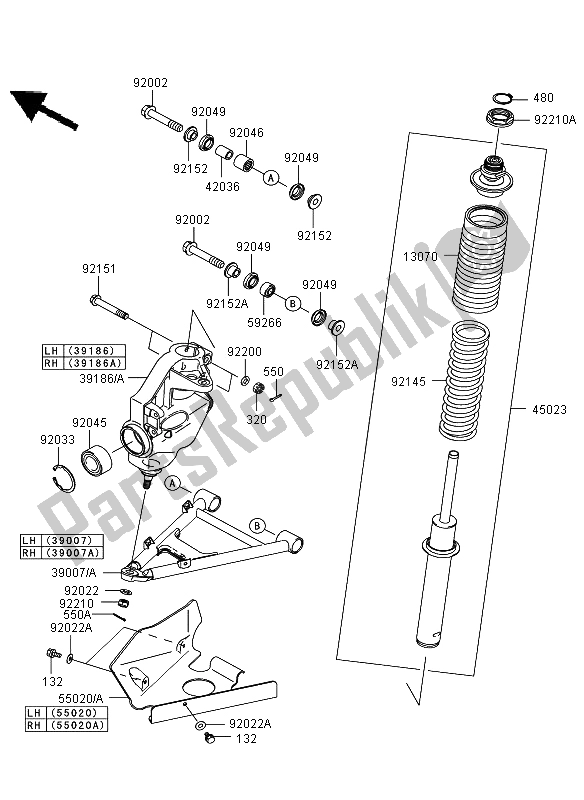 Toutes les pièces pour le Suspension du Kawasaki KVF 650 4X4 2008