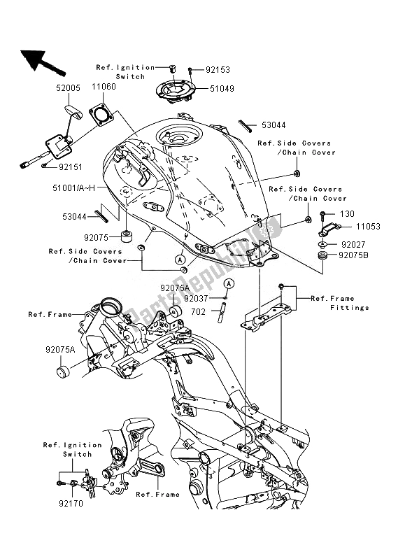 Tutte le parti per il Serbatoio Di Carburante del Kawasaki Versys ABS 650 2007