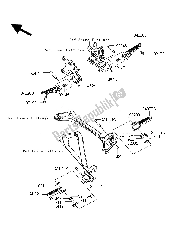 Todas las partes para Reposapiés de Kawasaki Ninja ZX 10R ABS 1000 2011