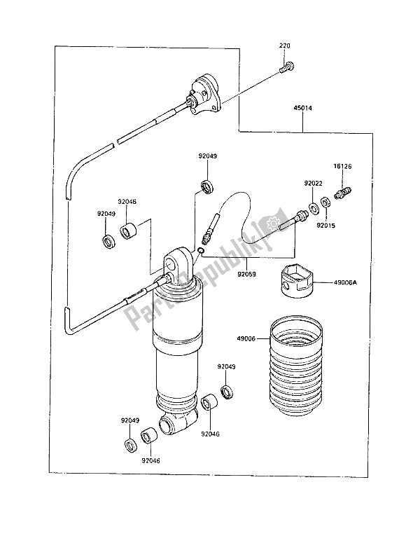 All parts for the Shock Absorber(s) of the Kawasaki GPZ 1000 RX 1988