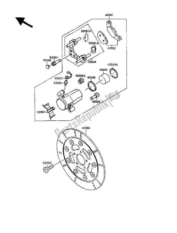 All parts for the Front Caliper of the Kawasaki VN 15 SE 1500 1992