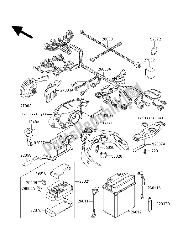 All parts for the Chassis Electrical Equipment of the Kawasaki ZZR 1100 1996