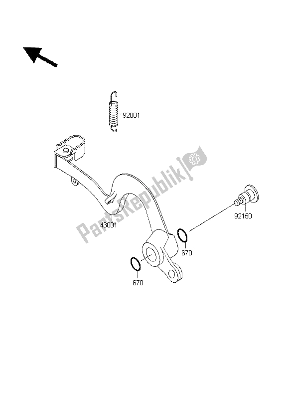 All parts for the Brake Pedal of the Kawasaki KX 250 1995