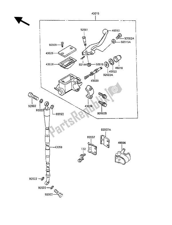 Wszystkie części do Przedni Cylinder G?ówny Kawasaki KX 80 1990