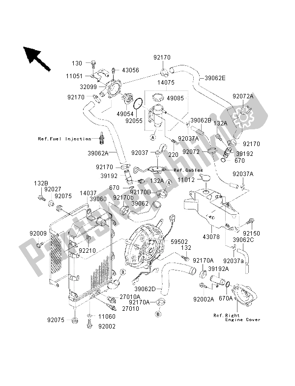 Tutte le parti per il Termosifone del Kawasaki VN 1500 Classic FI 2000