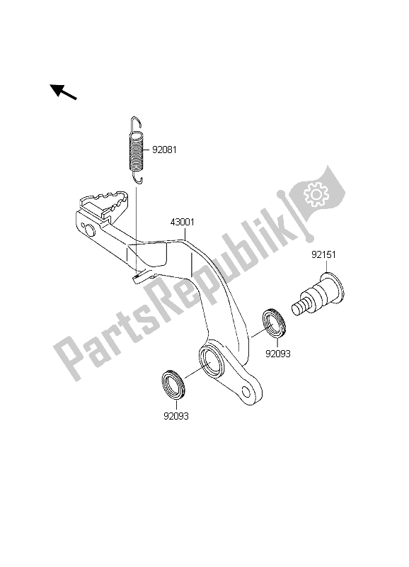 All parts for the Brake Pedal of the Kawasaki KX 80 SW LW 1998