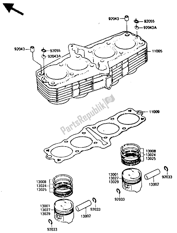 Todas las partes para Cilindro Y Pistón de Kawasaki GPZ 750 1987