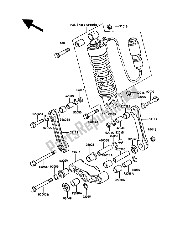 All parts for the Suspension of the Kawasaki GPZ 550 1986